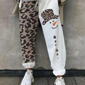 Leopard and Snowman Print Joggers